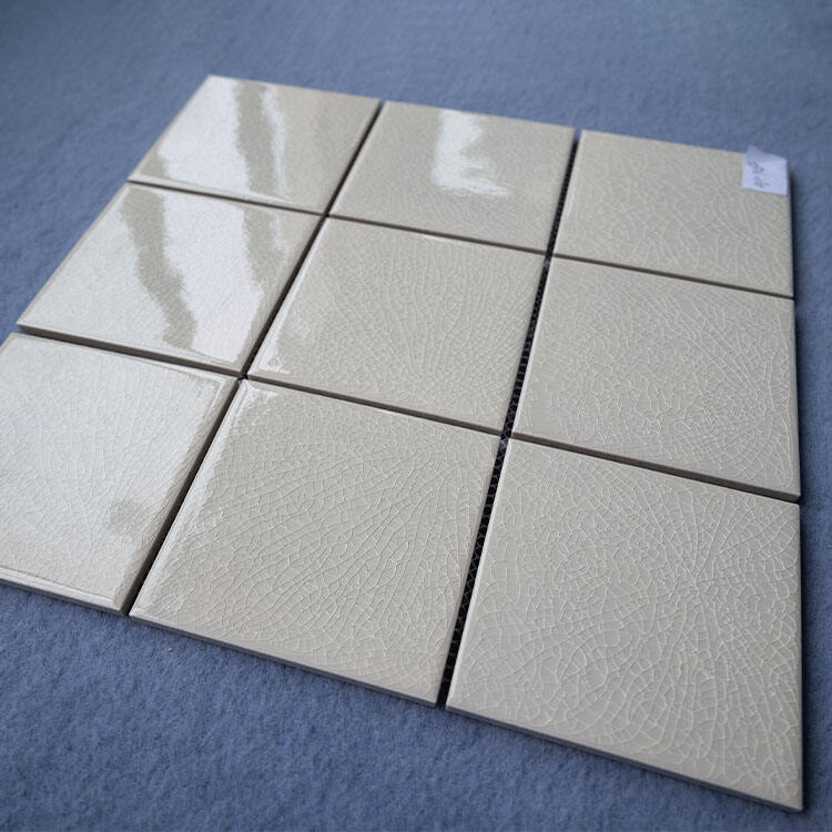 Mosaic Tile White Polished Glazed Ice Crack Ceramic Tile 