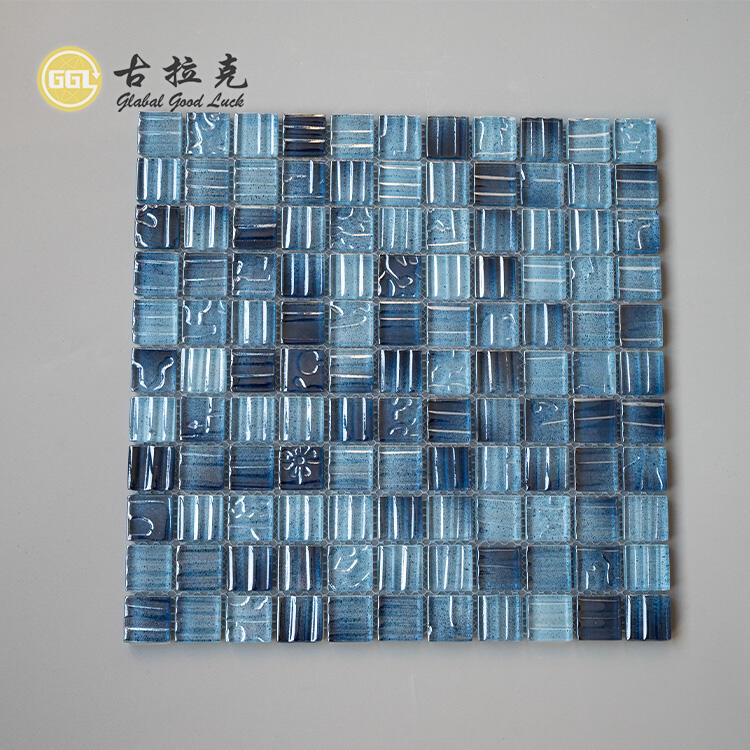 Wall Decor Backsplash Bathroom Designs Mix Blue Glass Mosaic Tile