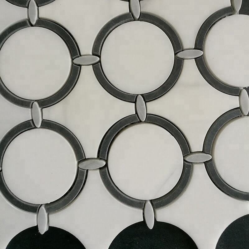Round Shape Marble Natural Stone Polish Bathroom Waterjet Mosaic Wall Tile