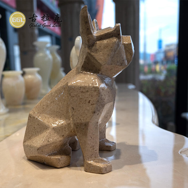 Natual Marble Carved Dog Hand Carved Stone Sculpture Marble Dog Statue Gift or Home Decoration