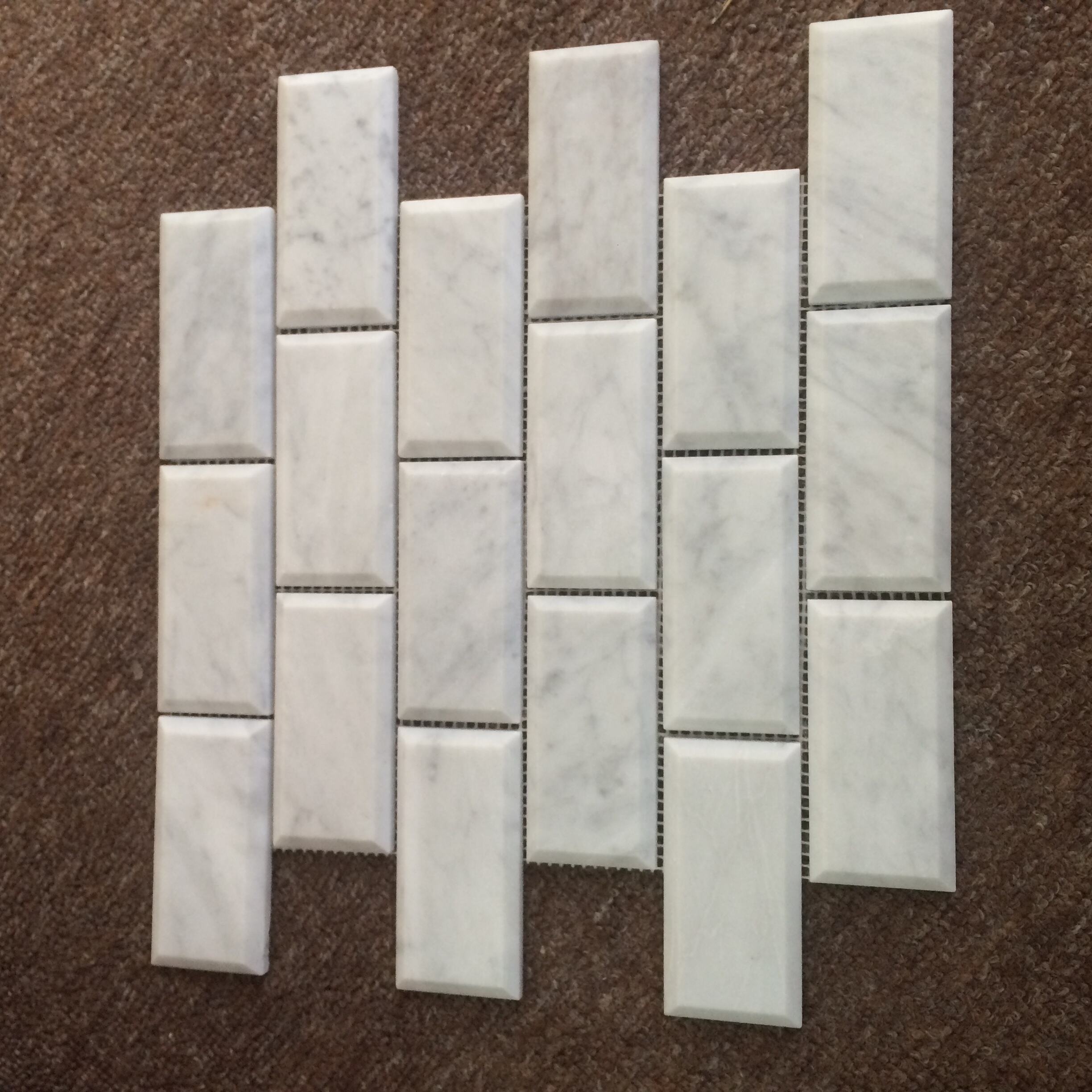 4x2'' Mable Carrara Wit Polish Brick Strip Marble Mosaic Vir Muur En Vloerbedekking