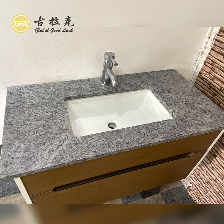 Dark Gray Quartz Marble Polished Countertop For Bathroom Kitchen