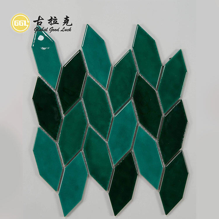 Hexagon Ceramic Mosaic Tile Leaf Design for Home Bathroom Wall Decor