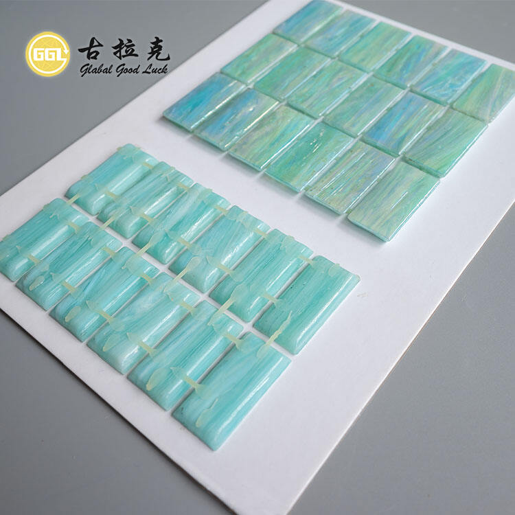 New Light Green Glass Mosaic Tile Dot-Mounted Pool Mosaic Tiles