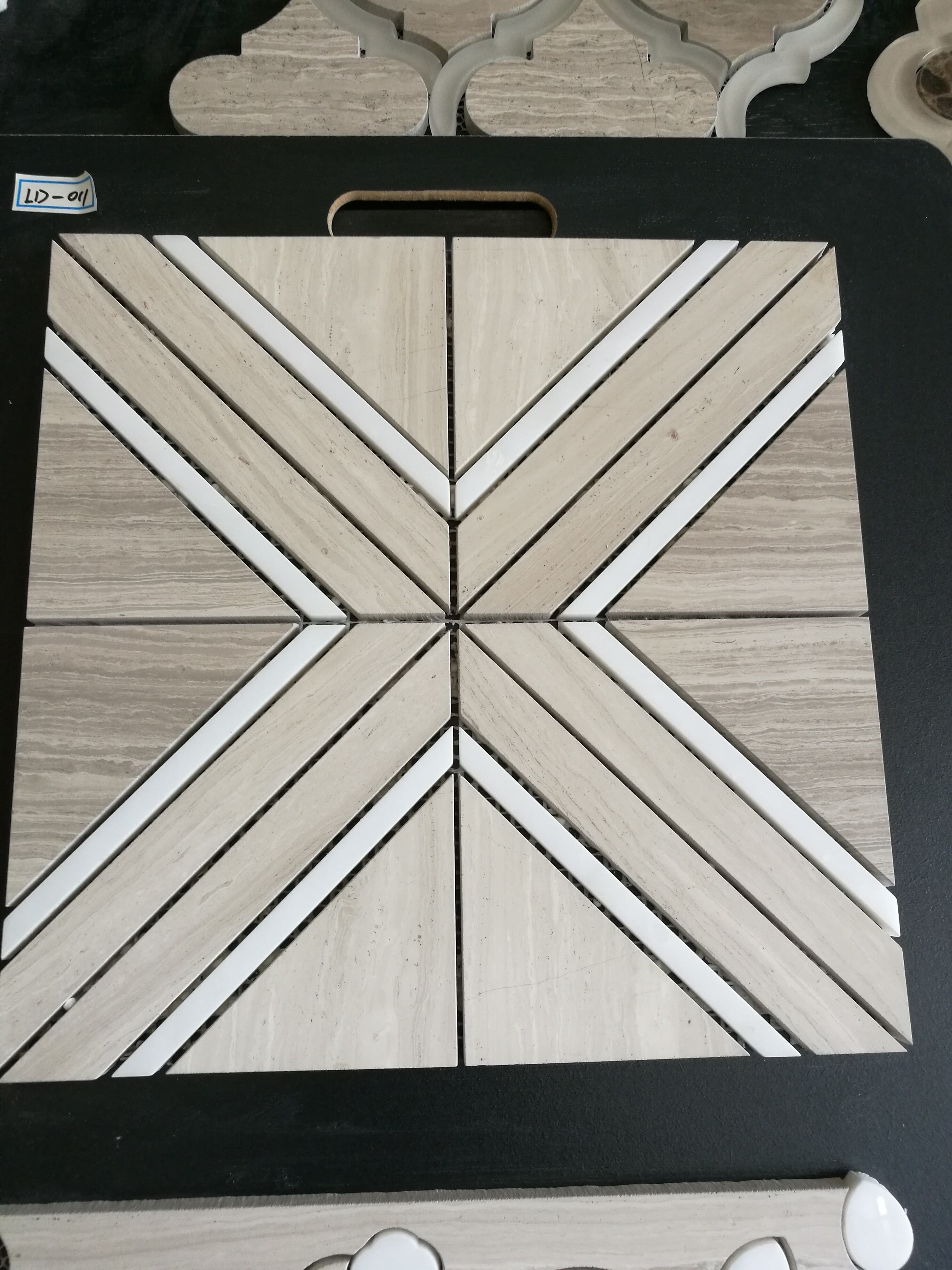 Wood Grain Marble Square Shape Marble Mosaic Tile