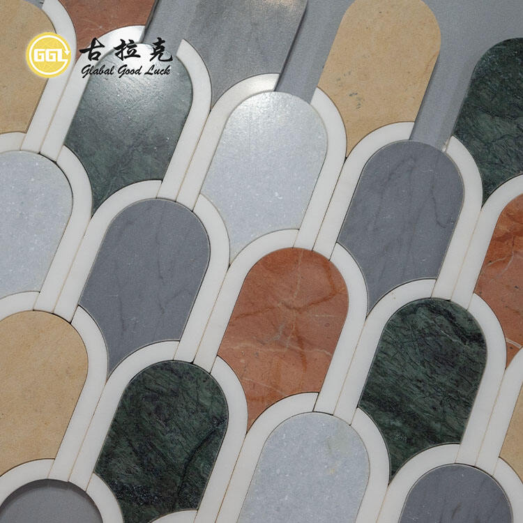 Unique Shape Colorful Marble Mosaic for Kitchen Wall Backsplash Tile