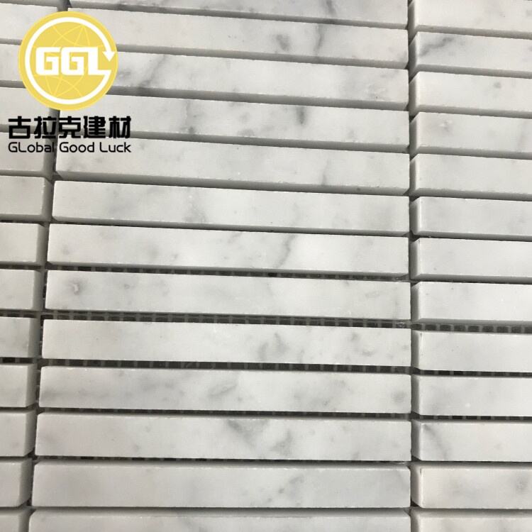  Carrara White Brick Long Strip Marble Mosaic Tile For Interior Wall Decoration