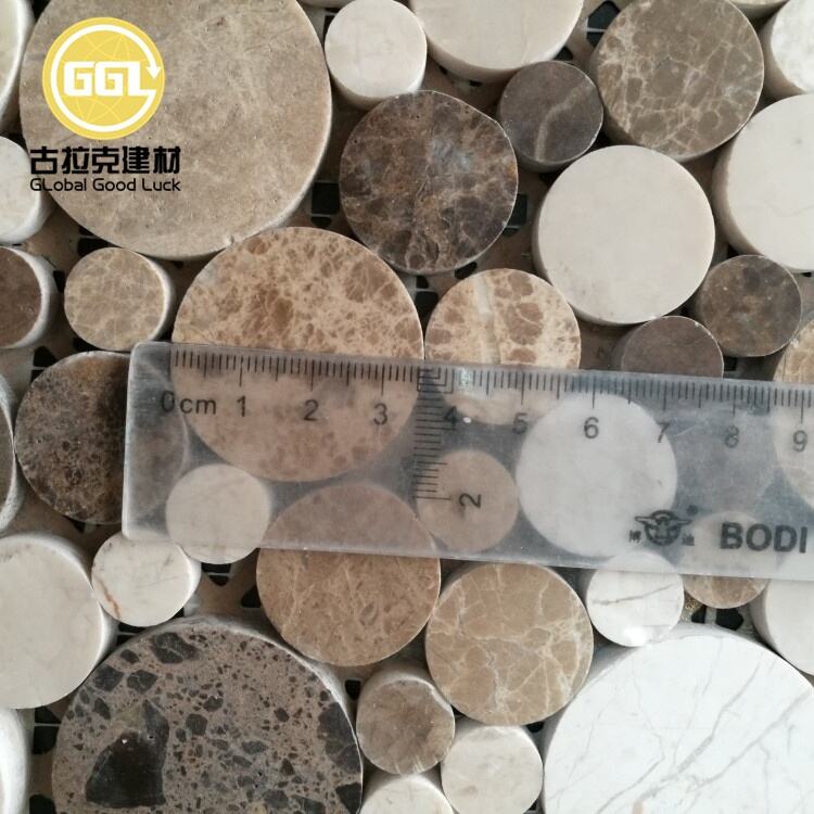 Emperador Dark Mix Light Random Penny Round Shape Mosaic Tile 