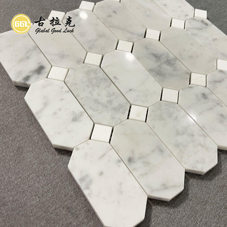 Carrara White Octagon Shape Marble Mosaic Tile