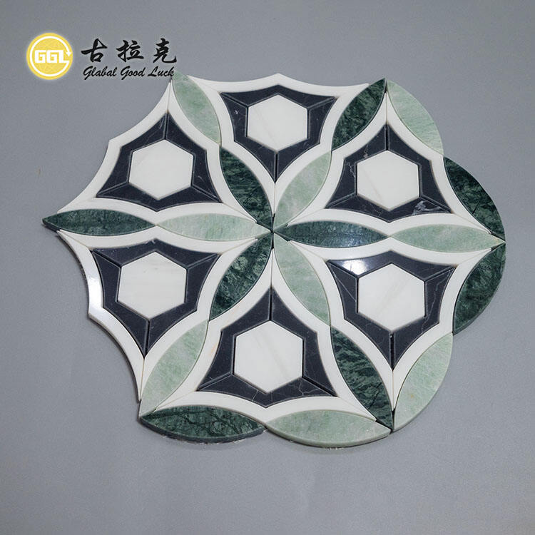 New Design Flower Pattern Green Marble Mosaic Tile For Wall Floor Decor