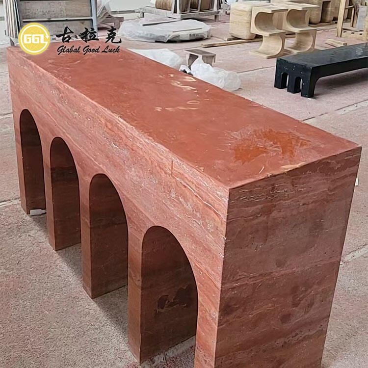 طاولة رخام ترافرتين طبيعي تصميم فاخر طاولة كونسول