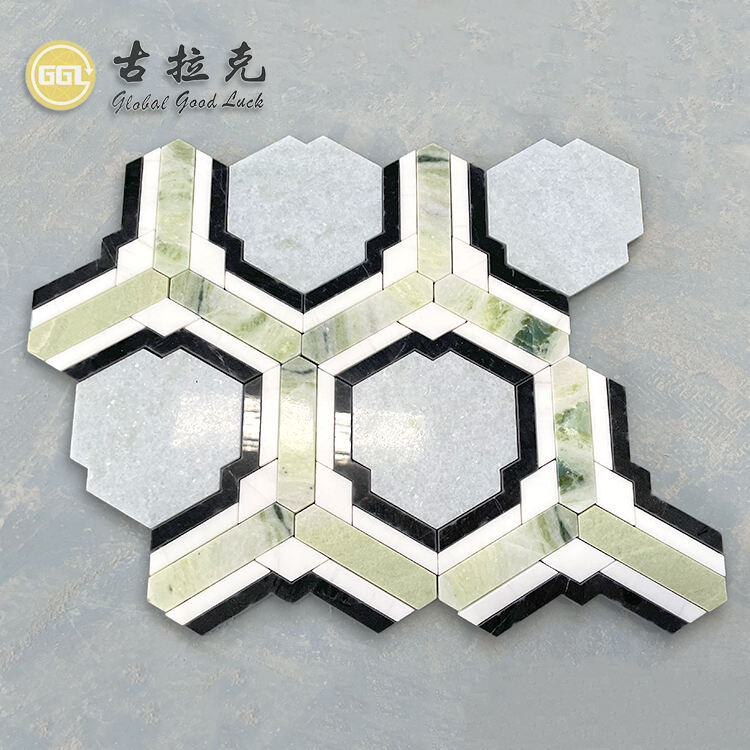 Natural Marble Waterjet Mosaic Tiles For Interior Wall Decoration