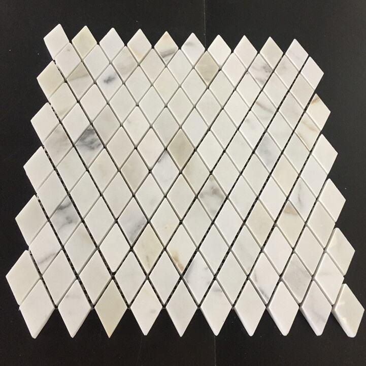 Rhombus Shape Tile Oriental White Marble Mosaic Tile For Bathroom /Kitchen /Wall Floor Decor