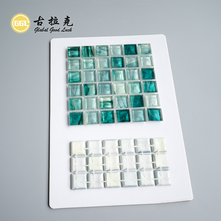 Dot-mounted Painted Glass Pool Mosaic Tile Green Bathroom Wall Floor Tile