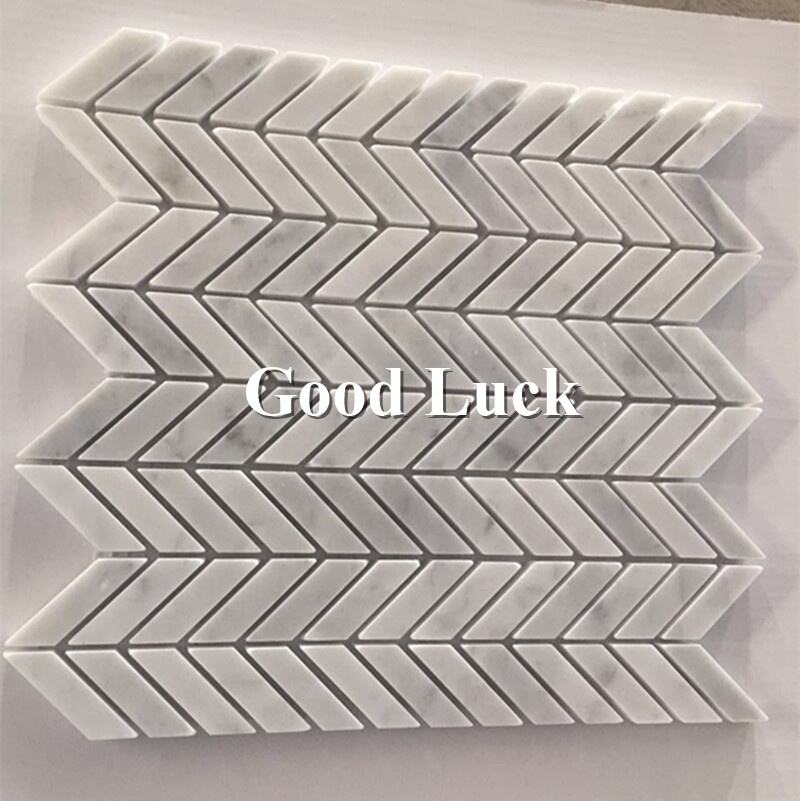 Carrara White Mini Chevron Marble Mosaic Tile Bathroom Kitchen Backsplash Wall Decor