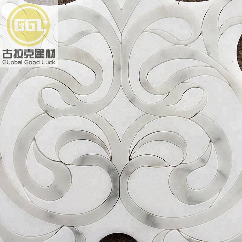 Waterjet White Tile Flower Marble Mosaic Tile for Interior Wall and Floor Decoration