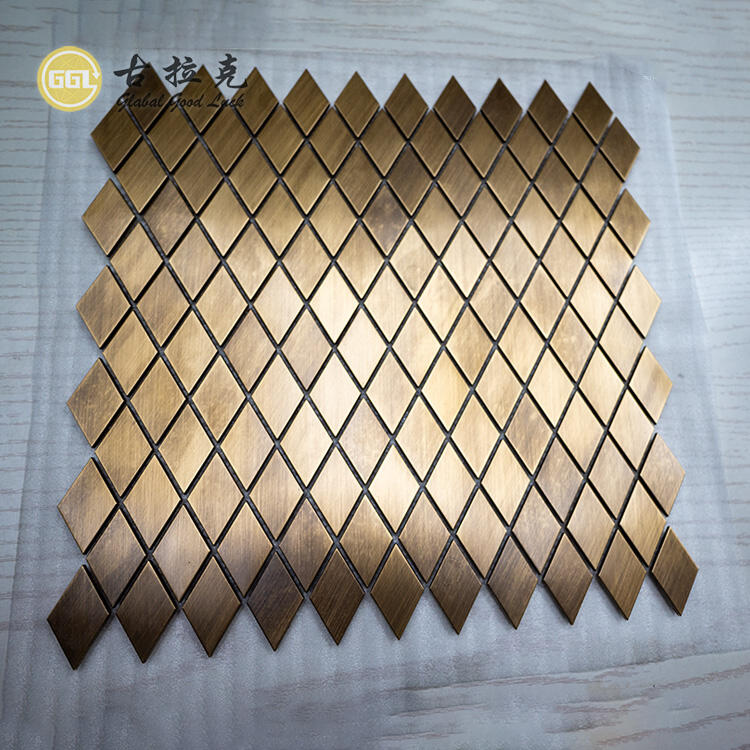 Rhombus Metal Mosaic Stainless Steel Gold Mosaic For Indoor Outdoor Wall