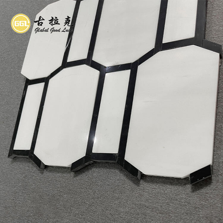 Classic Style Marble Mosaic White Mix Black Marble Mosaic Tile