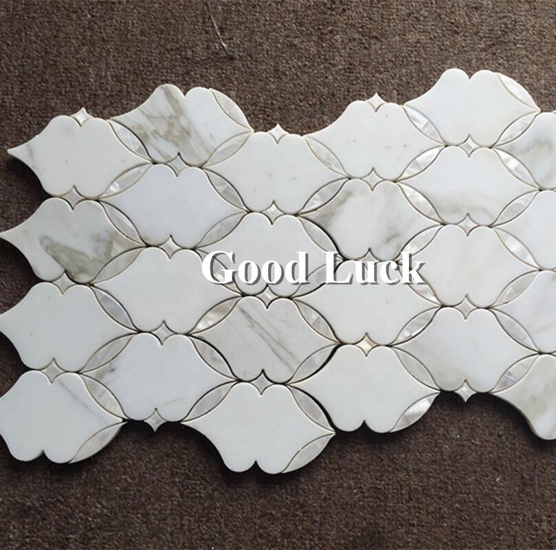 Calattaca Gold Marble Mix Shell Waterjet Wall Decor Mosaic Flooring Tile