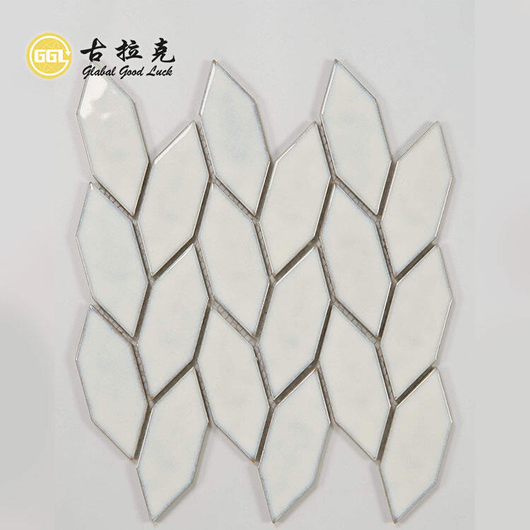 Hexagon Ceramic Mosaic Tile Leaf Design for Home Bathroom Wall Decor