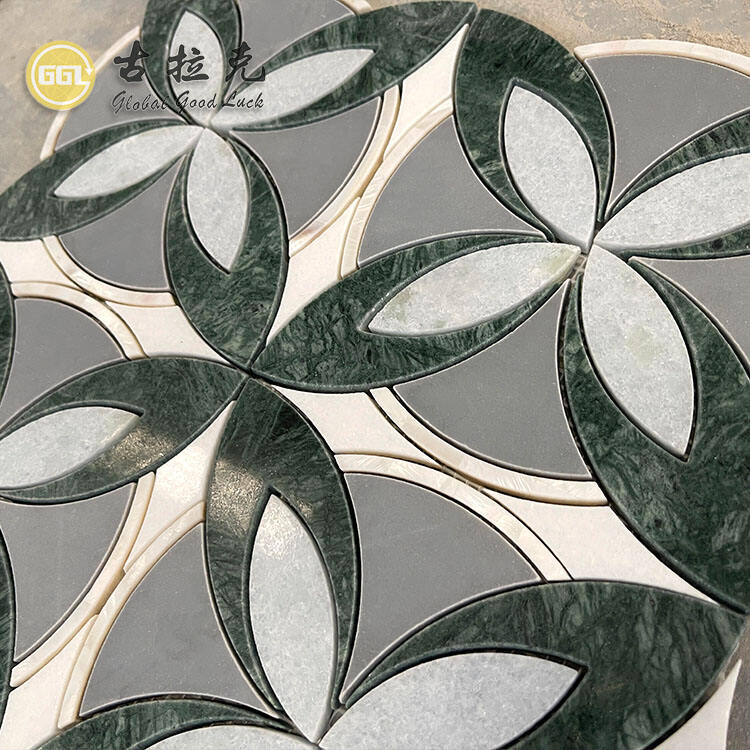 Modern Design Waterjet Marble Flower Pattern Mosaic Tiles For Floor