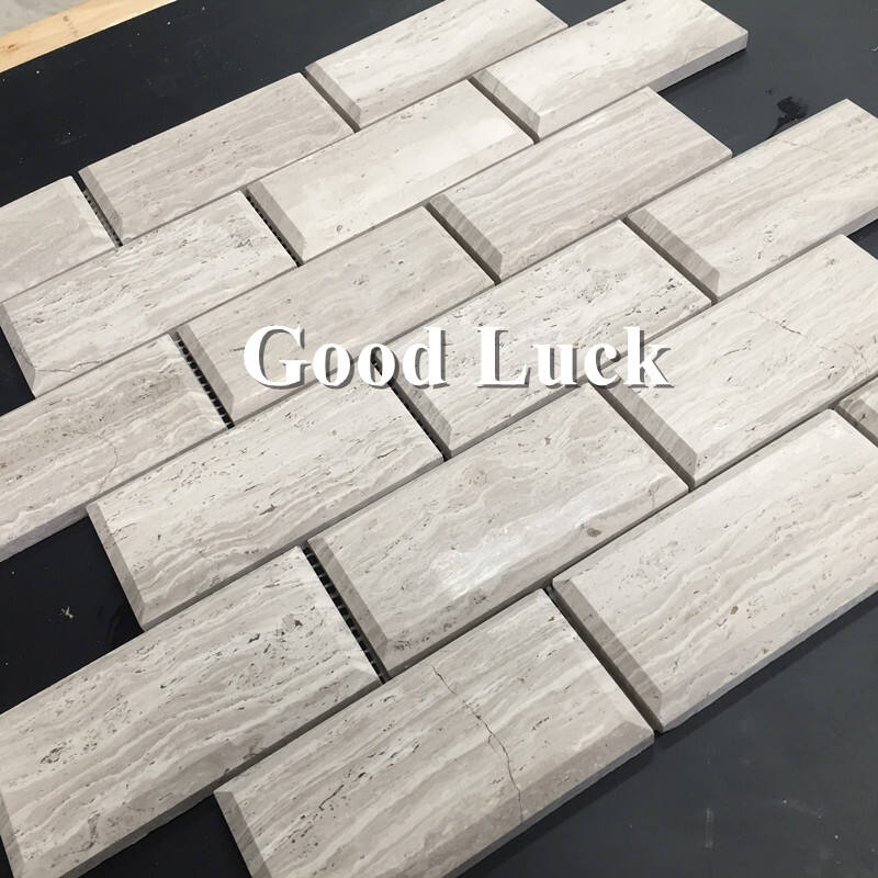 Nature Wood Grain Mable Grey Strip Marble Mosaic Tile For Home Wall Decor