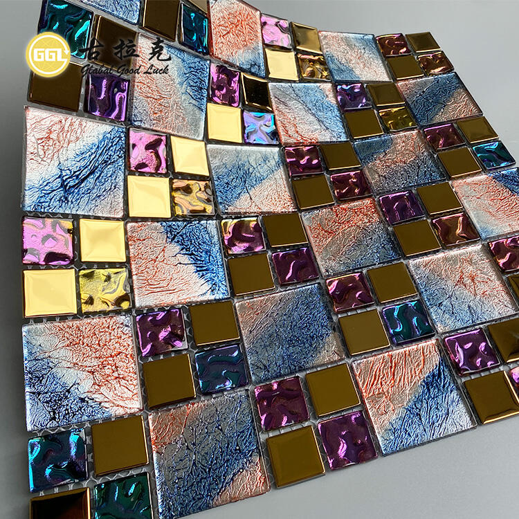 New Decoration Colorful Glass Mosaic Tile Mix Mirror Interior Design Tile