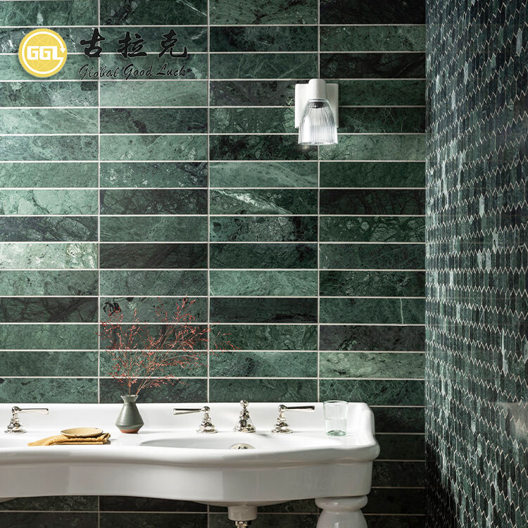 Green Marble Stone Mosaic Tile for Bathroom Wall Floor Decor