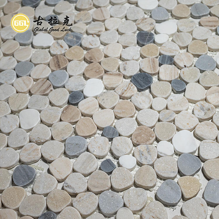 Riverstone Round Stone Mosaic Tile for Wall Garden Flooring Decor