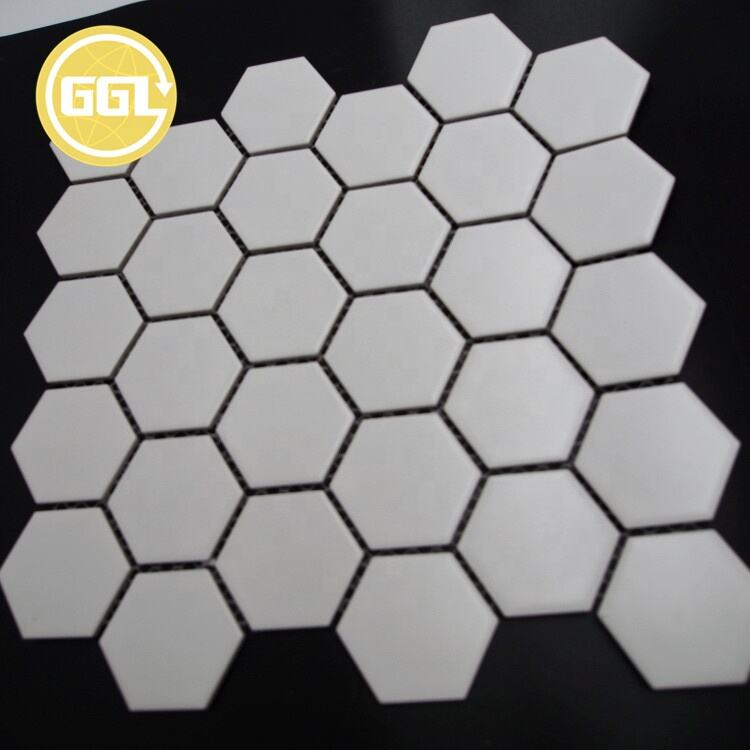 Hexagon Ceramic Mosaic Tile White Porcelain Tile for Bathroom Wall Floor Decor