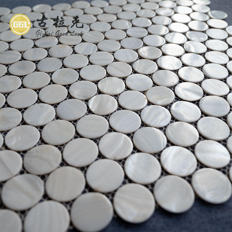 White Penny Round White Mother Of Pearl Tiles Shell Mosaic