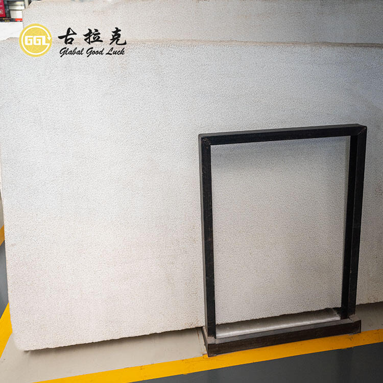 Bush hammered Design Natural Crystal White Marble Slab