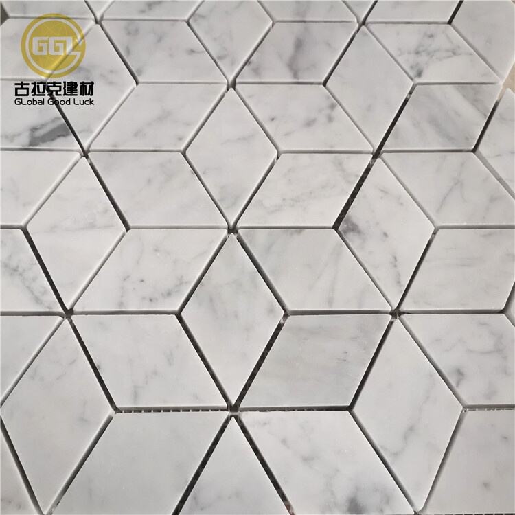 Hot Sale Wall Decoration Natural White Carrara Marble Stone Diamond Mosaic Tiles For Wall Decor