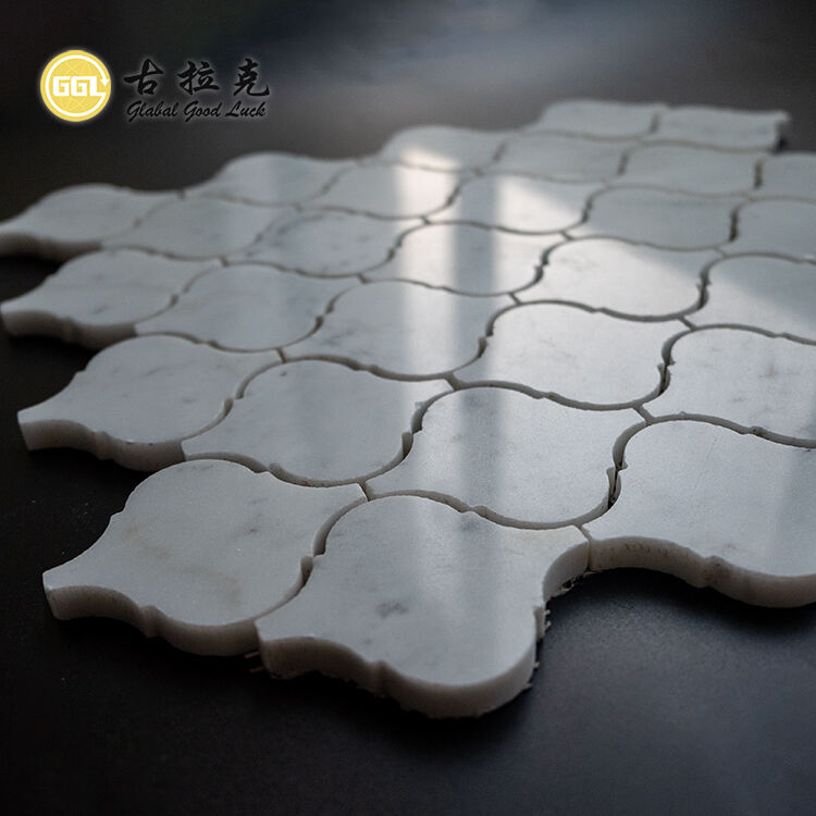 Lantern Shape Stone Carrara White Marble Mosaic Tile Suitable for Home Villa Decor