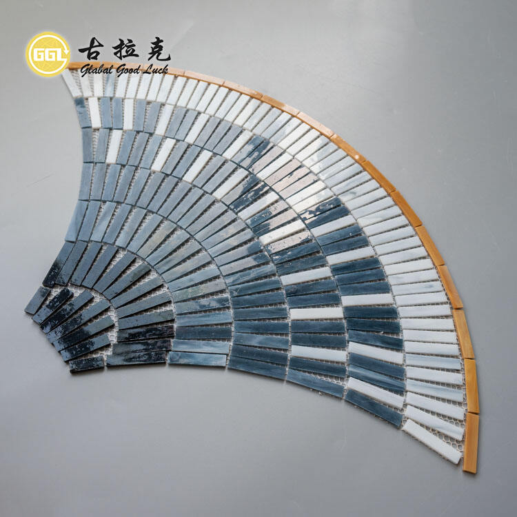 Fan-Shaped Stained Glass Pattern Mosaic Tile for Wall Decoration
