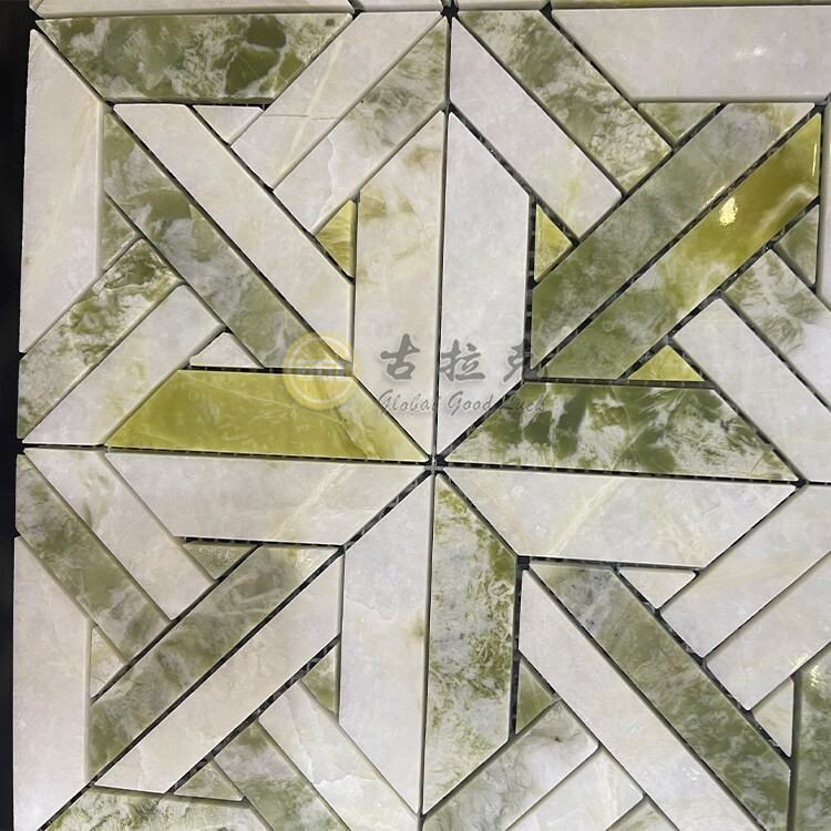 Natural Green Marble Mixed Pure White Marble Mosaic Tile for Wall Floor Decor