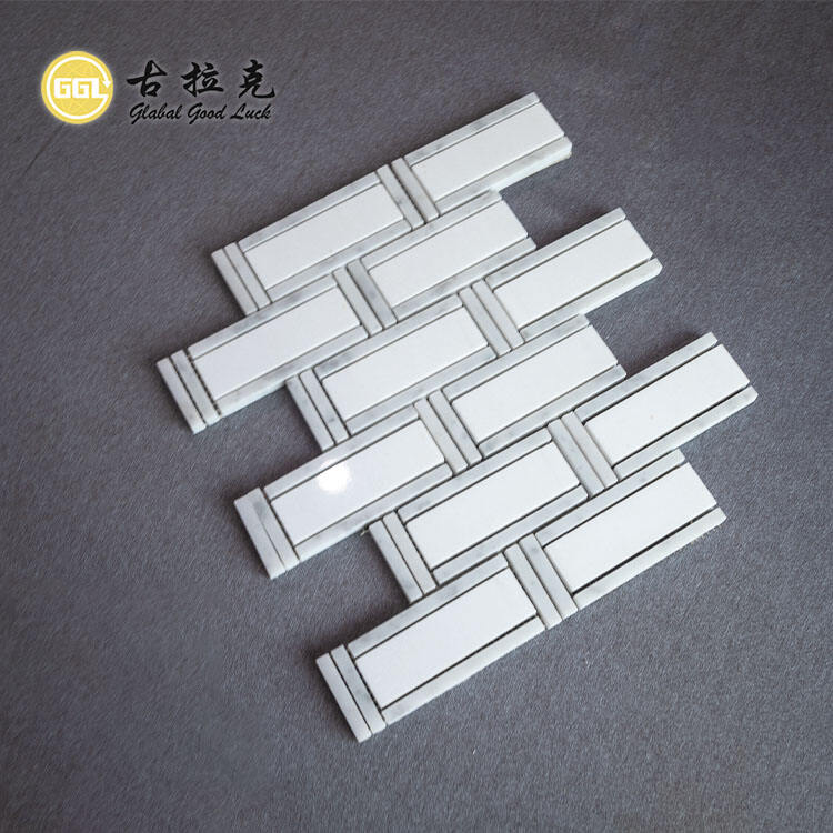 Thassos White Mix Carrara White Marble Mosaic Tile for House Interior Wall Decor