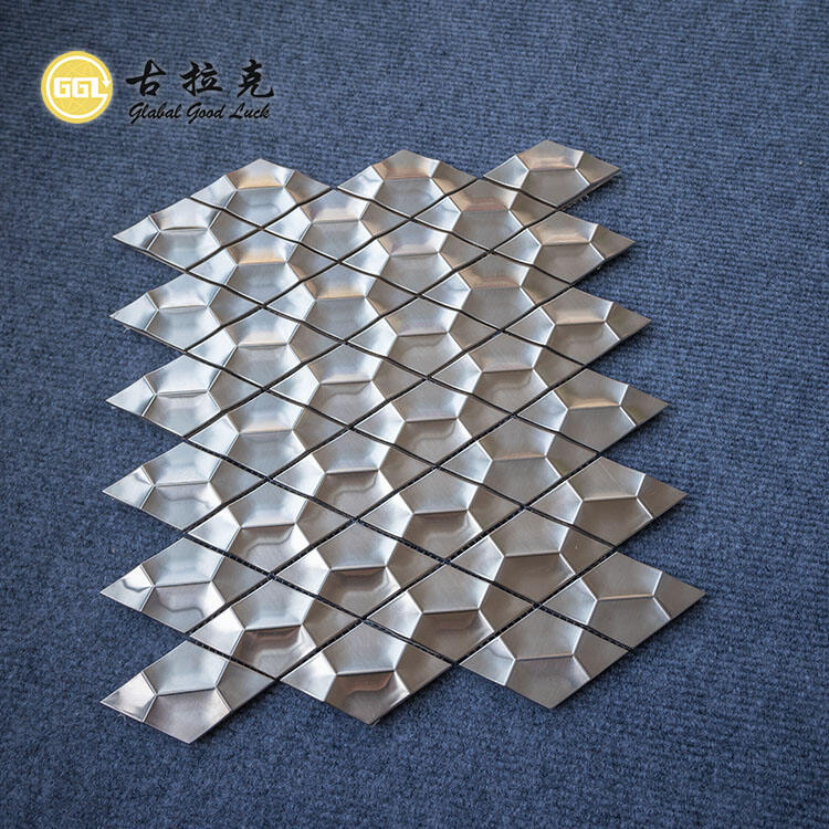 Sliver Metal Rhombus Splicing Mosaic Tile Kombuis Agterplank Dekorasie  