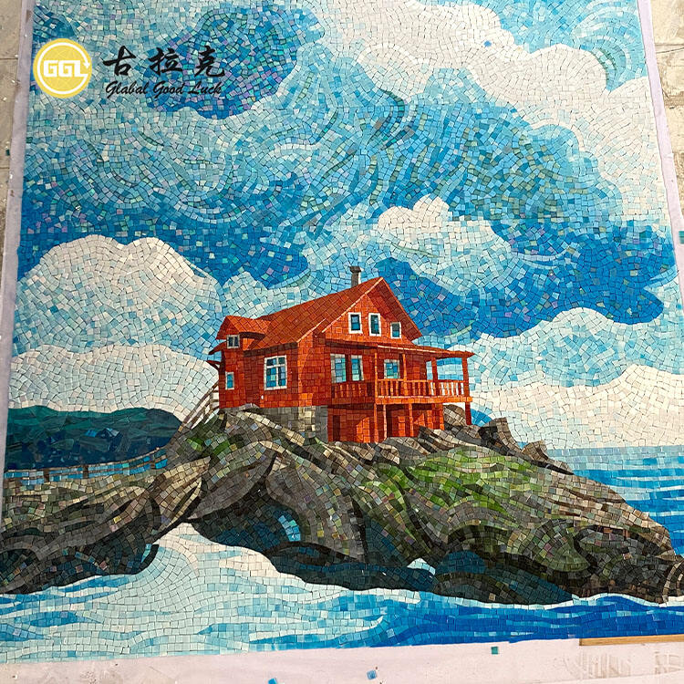 Customized Handmade Pattern Glass Mural Art Mosaic Tile Interior Decor