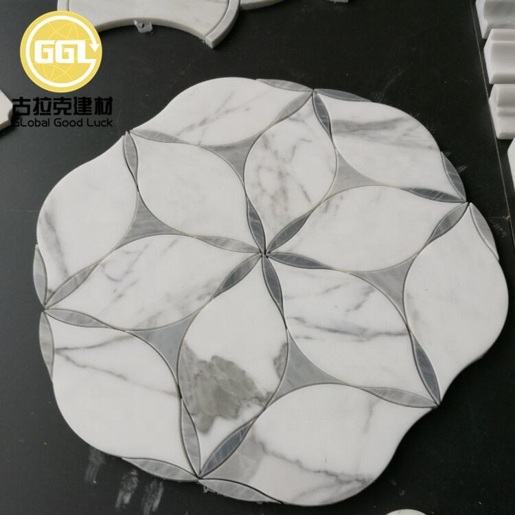 Flower Shape Marble For Wall Parquet Waterjet Mosaic For Wall Floor Tiles