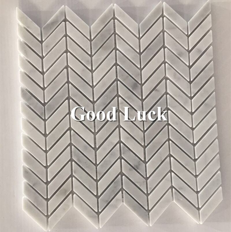 Carrara White Mini Chevron Marble Mosaic Tile Bathroom Kitchen Backsplash Wall Decor