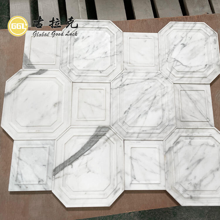 Calacatta White Irregular Pattern Marble Mosaic Tile