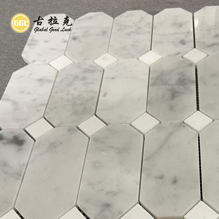 Carrara White Octagon Shape Marble Mosaic Tile