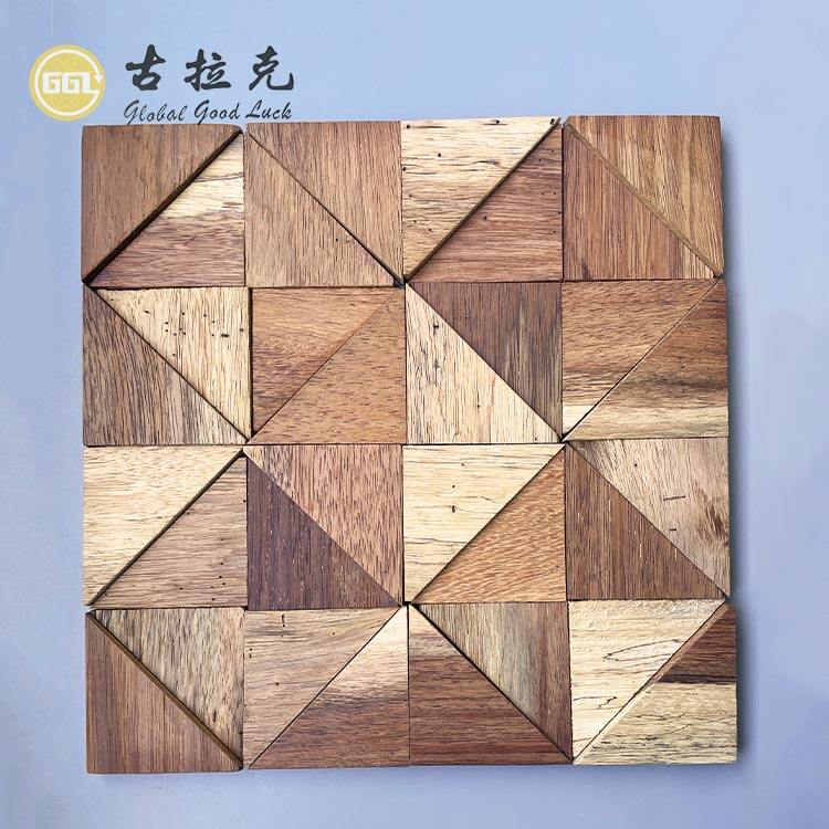 Square Wood Mosaic Tiles Rustic Parquet Design Interior Wall Tile