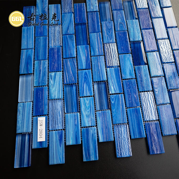 Hand-painted Glass Blue Rainbow Crystal Glass Mosaics Tiles