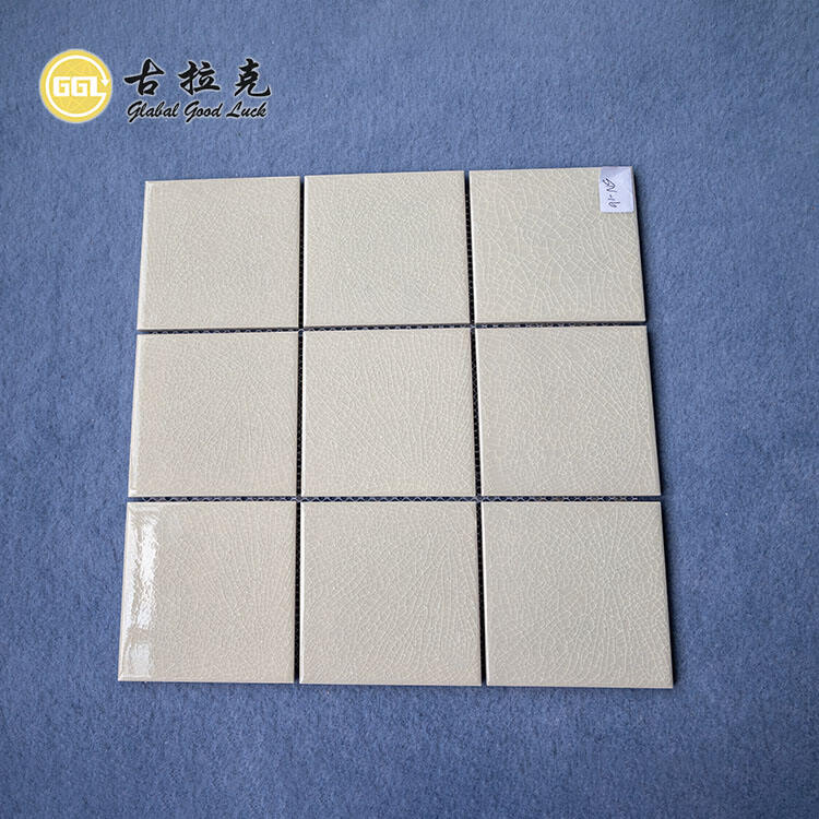 Mosaic Tile White Polished Glazed Ice Crack Ceramic Tile 