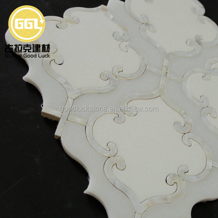 Top Quality White Marble Flower Shape Stone Mix Shell Mosaic Tile Inteerior Deocor