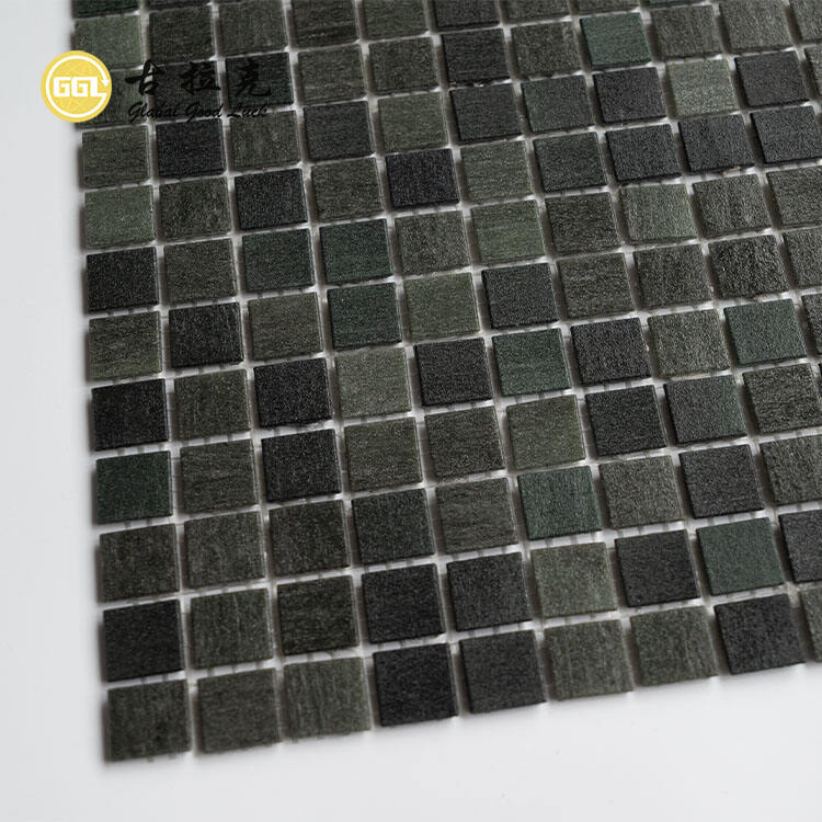 Hot Melt Iridescent Dark Green Glass Mosaic Swimming Pool Tile