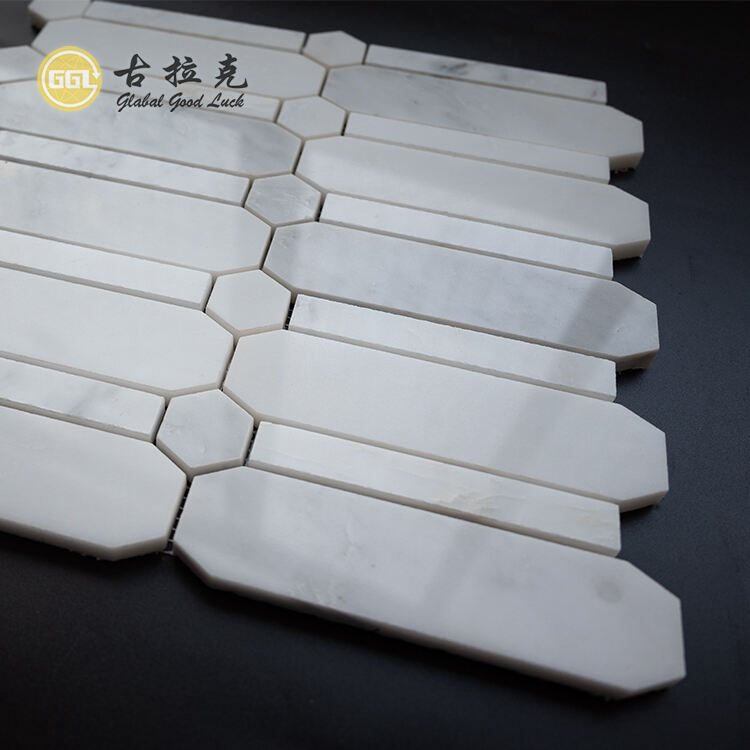 GGL Supple White Marble Mosaic Tile pro Coquina Et Balneo Mur Tile Naturalis Fluted Lapis Tile Mosaic