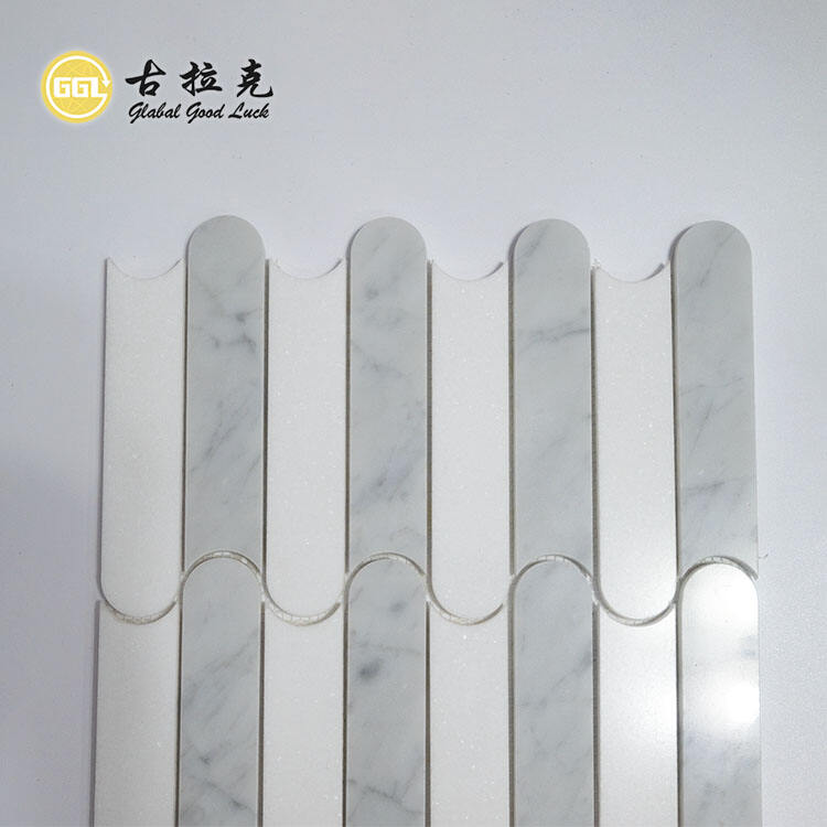 Wave Design Marble Waterjet Mosaic Tile Floor Wall Decoration